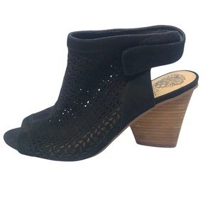 Vince Camuto Dastana Black Suede Peep Toe Ankle Boots